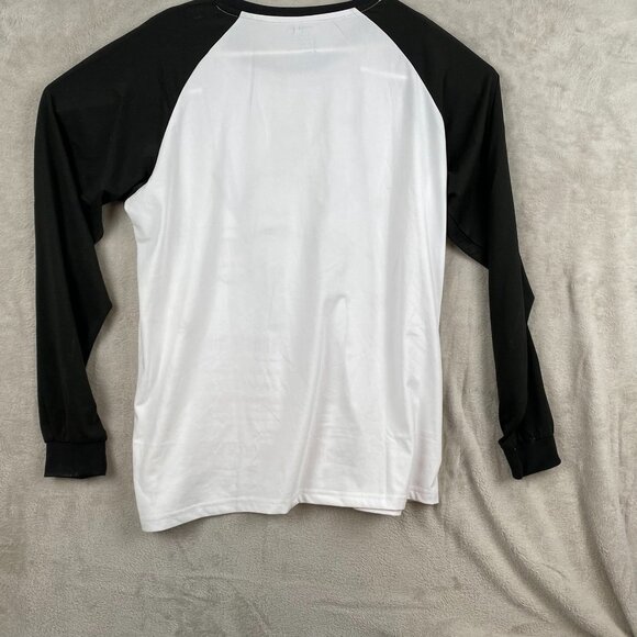 Christmas Reindeer Graphic Long Sleeve Raglan Shirt L SANQIANG 100% Polyester Un - Picture 3 of 4